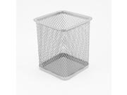 Metallic Mesh Rectangle Shaped Stationery Holder Box Container Silver Gray