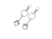 Unique Bargains Lovers Dolphin Shaped Pendant Lobster Clasper Key Ring Pair