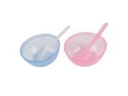 2 Sets 2 in 1 DIY Cosmetic Mask Mixing Bowl Stick Clear Pink Blue for Ladies