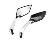 Unique Bargains Pair Carbon Silver Tone Rearview Mirrors for Motorcycle Cruiser Scooter