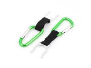 2Pcs Water Buckle Clip Bottle Holder Carabiner for Camping Traveling Green