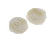 Unique Bargains 2 PCS Off White Rose Shape Chiffon Decoration Flower for Bag Clothes