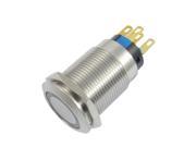 Unique Bargains AC 250V 3A 12V White Lamp Flat Latching Stainless Key Push Button Switch