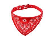 One Pin Buckle Adjustable Faux Leather Pet Dog Doggie Scarf Bandana Collar Red