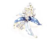Unique Bargains Lady Wedding Shiny Rhinestones Decor Metal Flowers Brooch Breast Pin Gray Blue