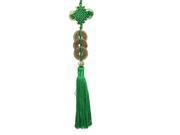 Embroidery 3 Coins Oriental Ornament Tassels Pendant Chinese Knot Green