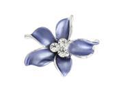 Woman Costume Blue Clear Lily Flower Rhinestone Inlaid Safety Pin Brooch