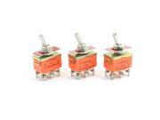 3 Pcs Panel Mount On On Self Lock 6 Terminal DPDT Toggle Switch 15A 250VAC