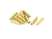 M4x20mm 6mm Male to Female Thread 0.7mm Pitch Brass Hex Standoff Spacer 10Pcs