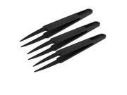 Unique Bargains Manual Tool Black Plastic Point Tipped Straight Tweezers 3 Pcs