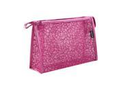 Unique Bargains Zipper Meshy Style Cosmetic Makeup Bag Pouch Fuchsia for Lady