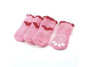 Unique Bargains 2 Pairs Red Pink Heart Print Nonskid Elastic Cuff Pet Dog Puppy Poodle Socks M