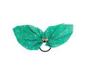 Unique Bargains Hairdressing Bubble Print Chiffon Accent Ponytail Holder Band Black Green