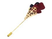 Fabric Flower Metal Hollow Out Crown Detail Needle Brooch Pin