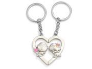 Unique Bargains Kissing Boy Girl Silver Tone Keychain Ring 2 Pieces