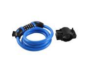 Durable 5 Digit Spiral Cable Motorcycle Bicycle Security Safeguard Combination Lock Blue
