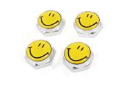 Unique Bargains 4pcs Yellow Metal Plastic Smile Face Pattern Car License Plate Caps