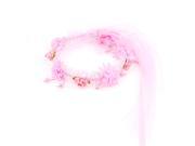 Lady Bridal Wedding Flower Beads Decor Headdress Hair Crown Wreath Veil Pink