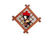 Unique Bargains Bedroom Wooden Frame Kimono Girl Wall Hanging Picture