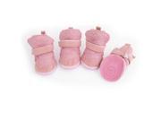 Unique Bargains 4 Pcs Footprint Printed Nonslip Sole Shoes Size 4 Pink for Pet Doggy