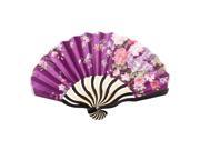 Unique Bargains Japanese Style Flower Pattern Bamboo Rib Foldable Hand Held Fan Art Ornament