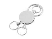 Unique Bargains Alloy Keys Holder Mirror Pendnat Key Ring Keychain w 3 Pcs Split Rings