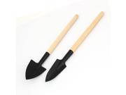 Wooden Handle Metal Digging Planting Trowel Gardening Tool Black 2 Pcs