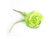 Unique Bargains Wedding Fabric Light Green Flower Feather Decor Alligator Clip Hairclip Brooch