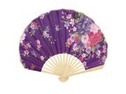 Unique Bargains Seashell Design Floral Printed Japanese Style Foldable Hand Fan Purple