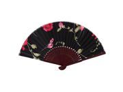 Brown Bamboo Ribs Foldable Multicolors Flowers Print Hand Fan
