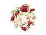 Unique Bargains Lady Garment Decoration Dark Red Pink Wreath Shaped Safety Breast Pin Brooch