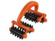 Orange Plastic Handle Black 4 Rows Wheels Roller Massager