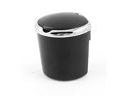Portable Plastic Ashtray Cylinder Shaped for Car Black Silver Tone
