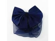 Unique Bargains Royal Blue Organza Accent Bowknot Snood Net French Hair Clip Bun Cover