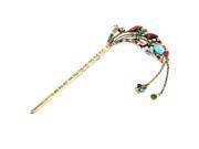 Unique Bargains Woman Hairstyle Peacocks Tail Shaped Rhinestone Inlay Hairpin Multicolor