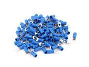 Unique Bargains 120pcs SV3.5 4 Fork Spade Insulated Wire Terminal Connectors Blue for AWG 14 12