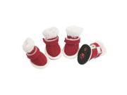 Unique Bargains Doggie Dog Detachable Closure White Plush Christmas Boots Red Size 5