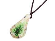 Unique Bargains Glass Pressed Floral Designed Pendant Necklace Neckwear Green White for Lady