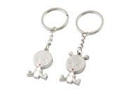 Unique Bargains 2 Pcs Metal Cartoon Girl Boy Keyring Key Chain Valentine Day Gift for Lovers