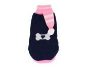 Unique Bargains Pom Pom Decor Knitwear Turtleneck Pet Dog Apparel Sweater Dark Blue Pink XS