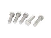 Unique Bargains M8 x 30mm A2 Stainless Steel Fully Threaded Hex Hexagon Head Screw Bolt 5 Pcs