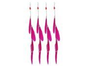 2 Pairs Fuchsia Faux Feather Pendant Bead Accent Dangle Earring Eardrop for Lady