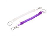 Lobster Clasp Spring Elastic Key Chain Coil Strap Rope Purple Clear 2pcs