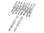 10 Pcs Silver Tone 6.35mm Stereo Male Plug to Spring Audio Straight Connector