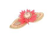 Unique Bargains Beige Plastic Beeds Accent Metal Snap Hair Clip Hairpin for Lady