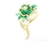 Unique Bargains Wedding Engagement Rhinestone Inlaid Green Flower Safety Pin Brooch Breastpin