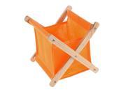 Unique Bargains Wood Frame Foldable Tabletop Fabric Storage Box Pouch Bag Holder Orange