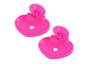Household Plastic Heart Shape Hollow Out Suction Cup Soap Holder Fuchsia 2 Pcs