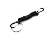 Unique Bargains Black Silver Tone Security Spring Stretchy Coiled Cord Keyring Keychain Strap