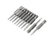 Unique Bargains 50mm Length 1.67mm T7 Type Tip Magnetic Torx Screwdriver Bits Gray 10Pcs